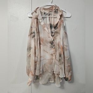 Jennifer Lopez Cold Sholder Sheer Button Down Blouse!